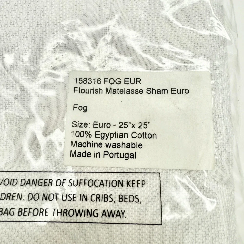 *New Frontgate Flourish Euro Sham Fog Grey 25